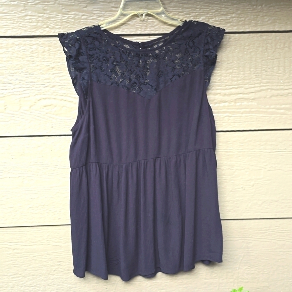 Torrid black lace gauze babydoll button mix media blouse NWT
